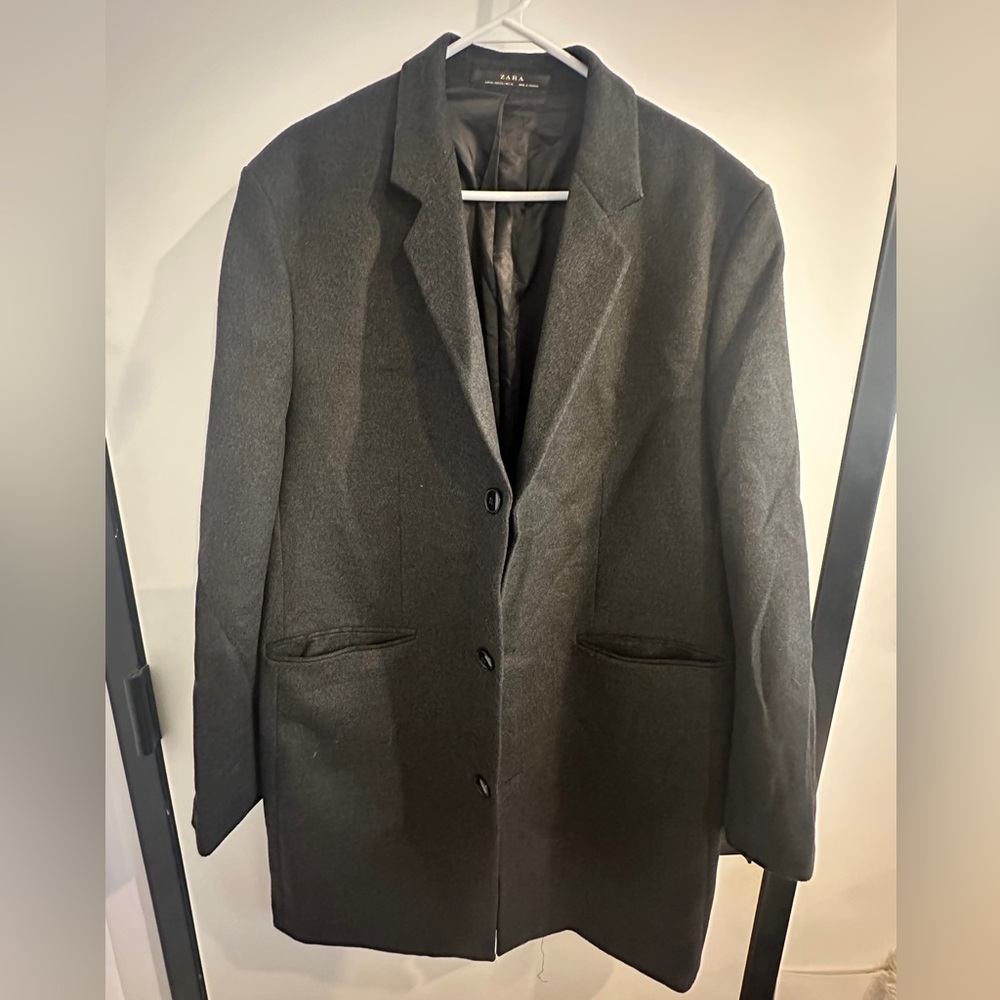Zara Gray Wool Blend Coat
